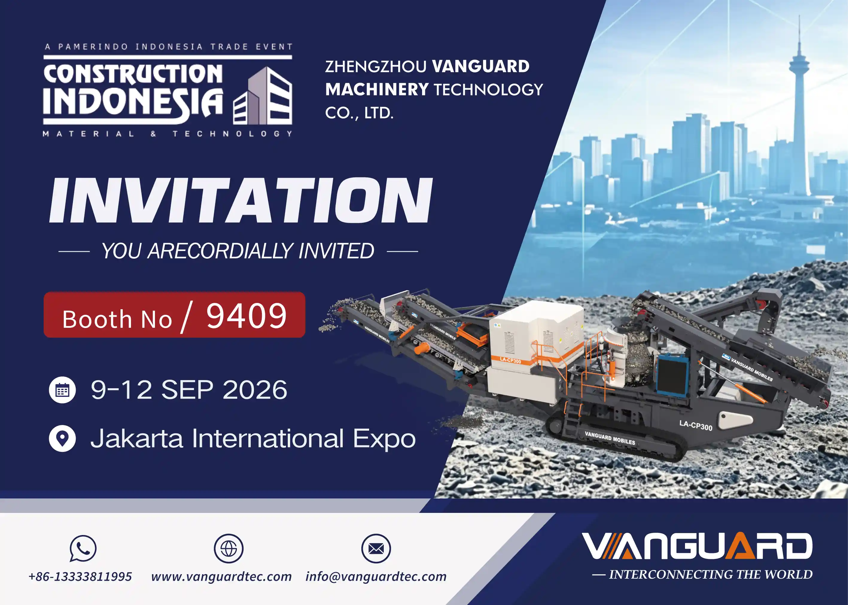 Carta de invitación de Vanguard Machinery para la feria de Indonesia