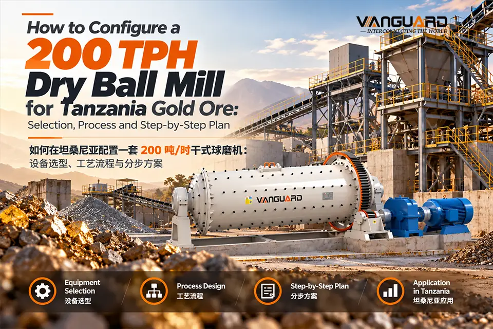 Como configurar un molino de bolas en seco de 200 TPH para oro de Tanzania: seleccion, proceso y plan paso a paso